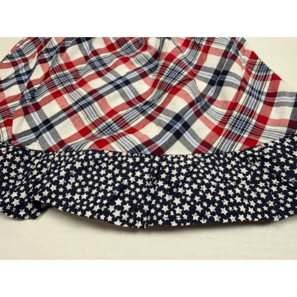 The Children's Place Dress Patriotic Plaid 3T Red White Blue Americana Bows Star